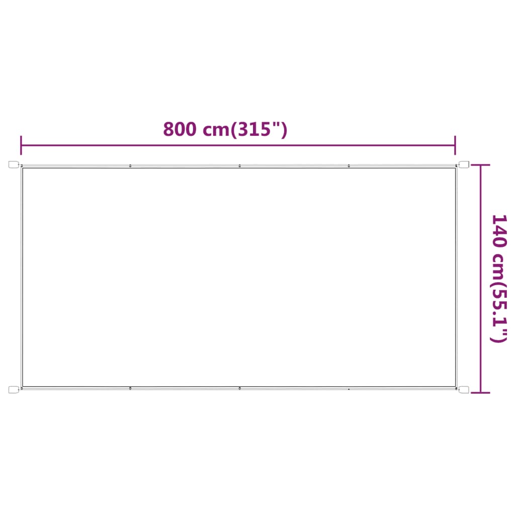 Luifel verticaal 140x800 cm oxford stof wit