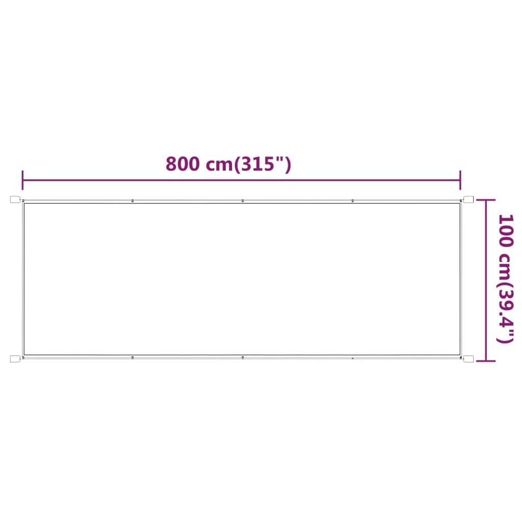 Luifel verticaal 100x800 cm oxford stof antracietkleurig