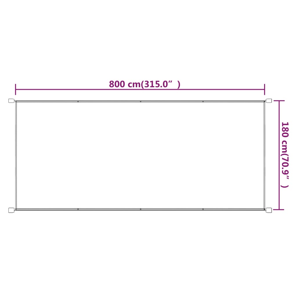 Luifel verticaal 180x800 cm oxford stof terracottakleurig