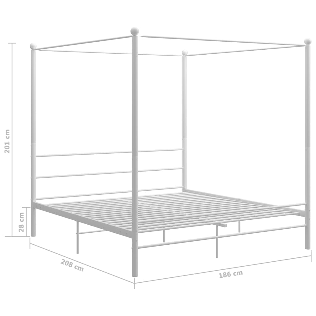 Hemelbedframe metaal wit 180x200 cm - AllerleiShop
