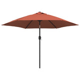 Parasol met LED-verlichting en stalen paal 300 cm terracotta