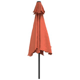 Parasol met LED-verlichting en stalen paal 300 cm terracotta