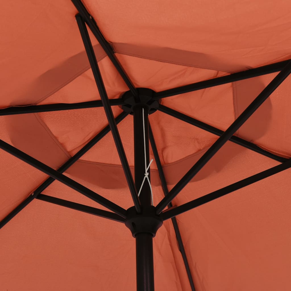 Parasol met LED-verlichting en stalen paal 300 cm terracotta