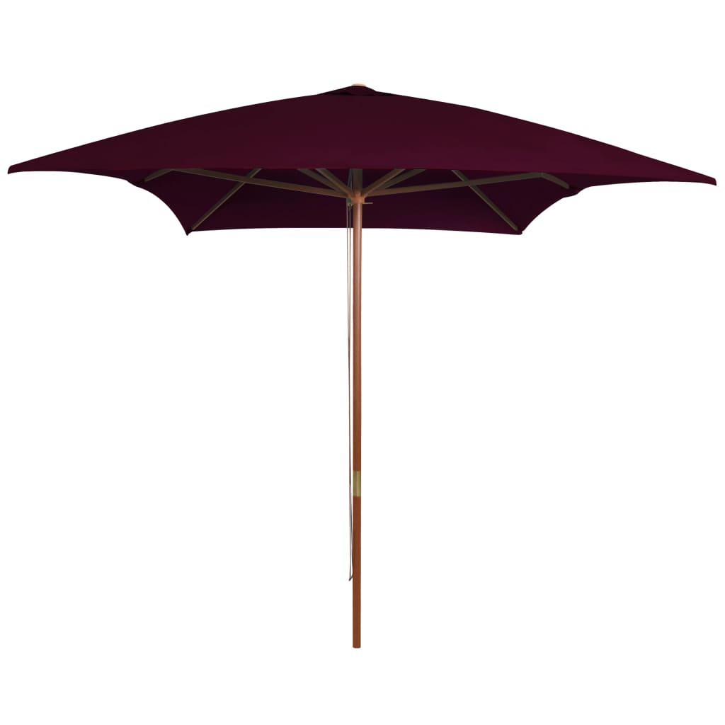 Parasol met houten paal 200x300 cm bordeauxrood