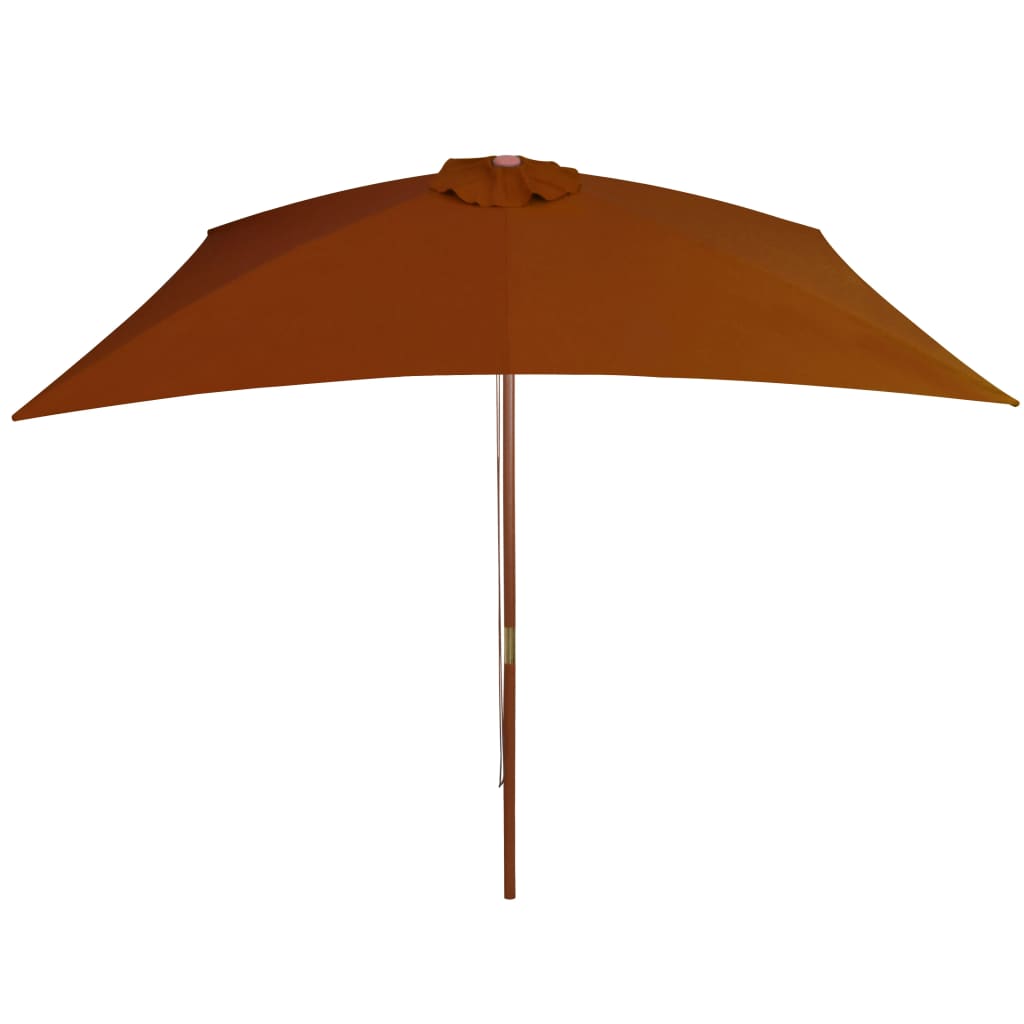 Parasol met houten paal 200x300 cm terracottakleurig