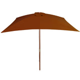 Parasol met houten paal 200x300 cm terracottakleurig