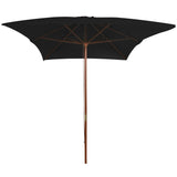 Parasol met houten paal 200x300 cm zwart