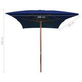 Parasol met houten paal 200x300 cm blauw