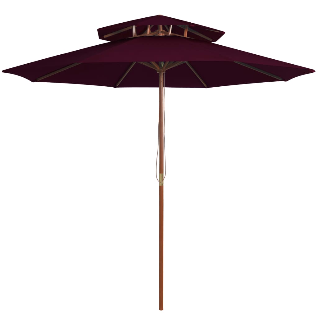 Parasol dubbeldekker met houten paal 270 cm bordeauxrood