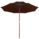 Parasol dubbeldekker met houten paal 270 cm terracottakleurig