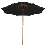 Parasol dubbeldekker met houten paal 270 cm zwart