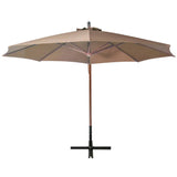 Zweefparasol met paal 3,5x2,9 m massief vurenhout taupe