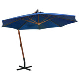 Zweefparasol met paal 3,5x2,9 m massief vurenhout azuurblauw