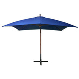 Zweefparasol met paal 3x3 m massief vurenhout azuurblauw