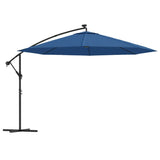 Zweefparasol met LED-verlichting 350 cm azuurblauw