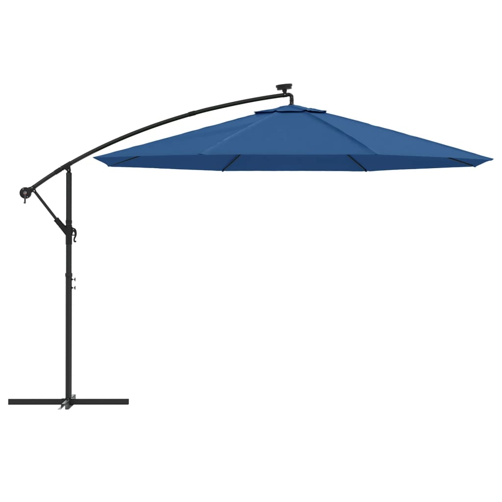 Zweefparasol met LED-verlichting 350 cm azuurblauw