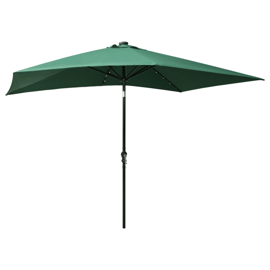 Parasol met LED's en stalen paal 2x3 m groen