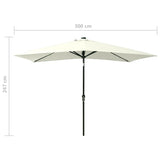 Parasol met LED's en stalen paal 2x3 m zandkleurig