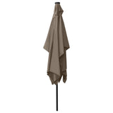 Parasol met LED's en stalen paal 2x3 m taupe