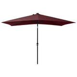 Parasol met LED's en stalen paal 2x3 m bordeauxrood