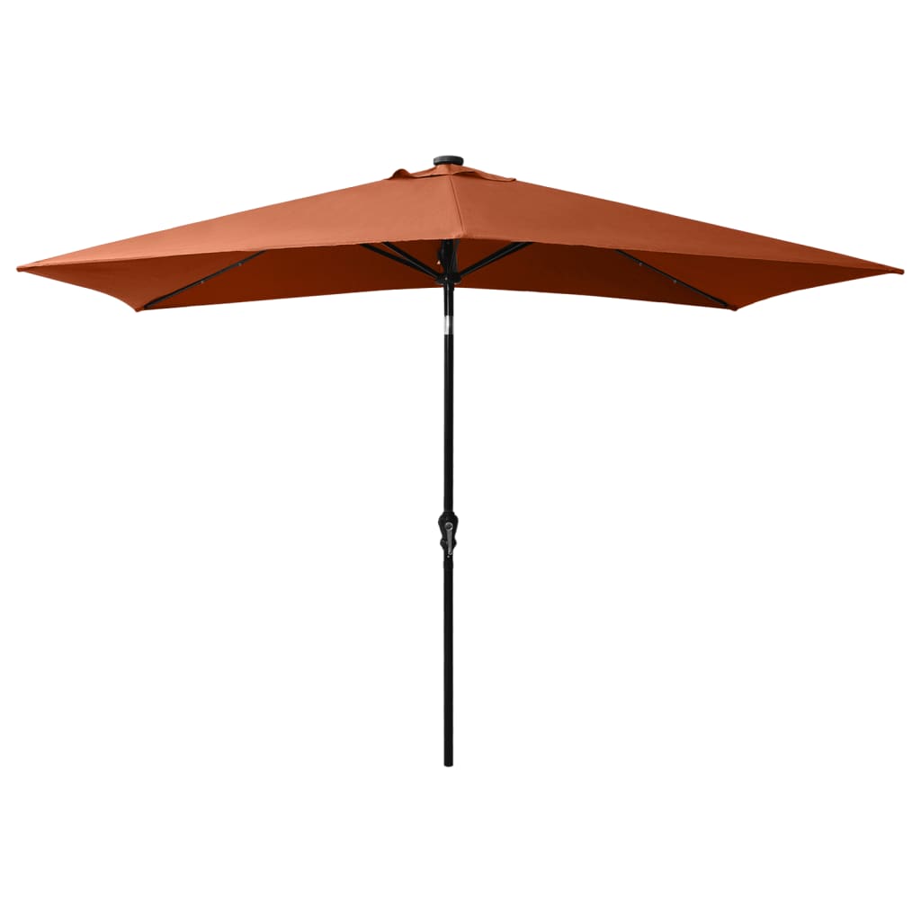 Parasol met LED's en stalen paal 2x3 m terracottakleurig