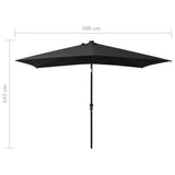 Parasol met LED's en stalen paal 2x3 m groen