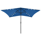 Parasol met LED's en stalen paal 2x3 m azuurblauw