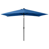 Parasol met LED's en stalen paal 2x3 m azuurblauw