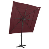 Parasol 4-laags met aluminium paal 250x250 cm bordeauxrood