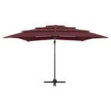 Parasol 4-laags met aluminium paal 250x250 cm bordeauxrood