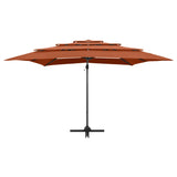 Parasol 4-laags met aluminium paal 250x250 cm terracottakleurig