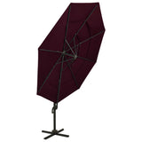 Parasol 4-laags met aluminium paal 3x3 m bordeauxrood