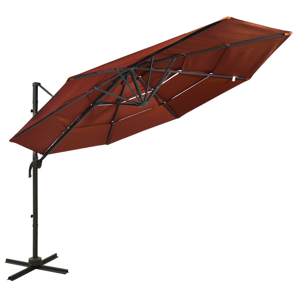 Parasol 4-laags met aluminium paal 3x3 m terracottakleurig