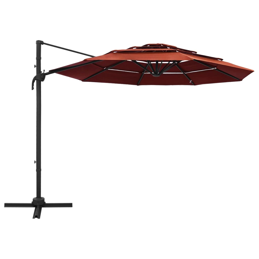 Parasol 4-laags met aluminium paal 3x3 m terracottakleurig