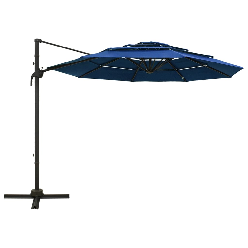 Parasol 4-laags met aluminium paal 3x3 m azuurblauw