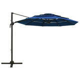 Parasol 4-laags met aluminium paal 3x3 m azuurblauw