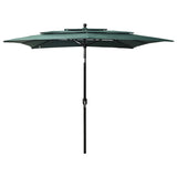 Parasol 3-laags met aluminium paal 2,5x2,5 m groen