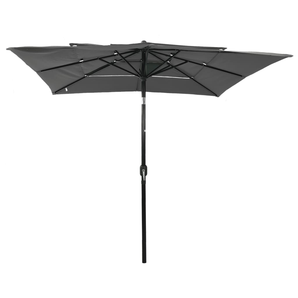 Parasol 3-laags met aluminium paal 2,5x2,5 m antracietkleurig