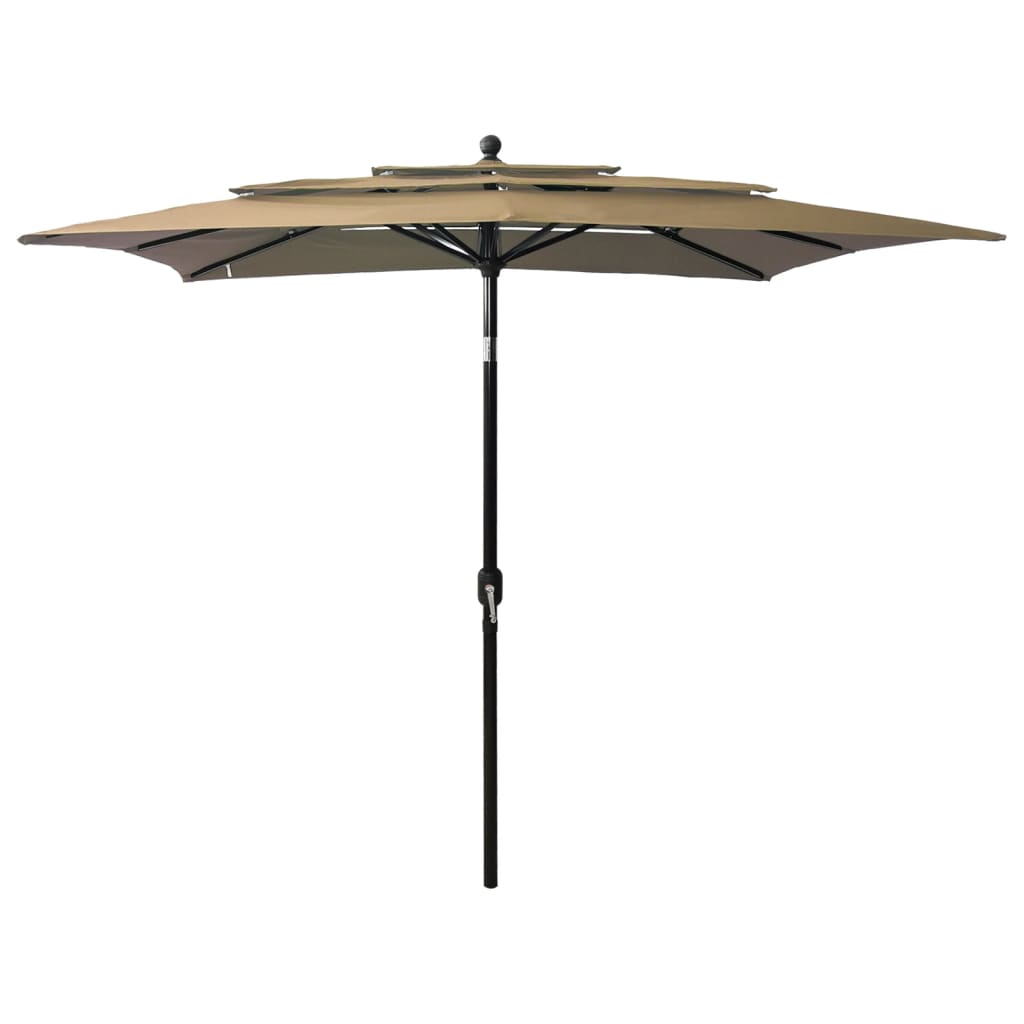 Parasol 3-laags met aluminium paal 2,5x2,5 m taupe