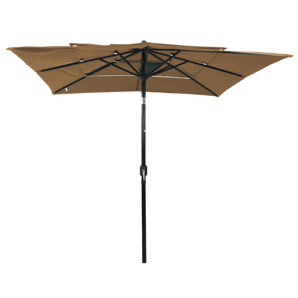 Parasol 3-laags met aluminium paal 2,5x2,5 m taupe