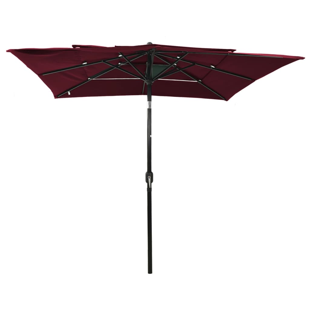 Parasol 3-laags met aluminium paal 2,5x2,5 m bordeauxrood