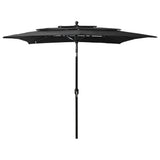 Parasol 3-laags met aluminium paal 2,5x2,5 m zwart