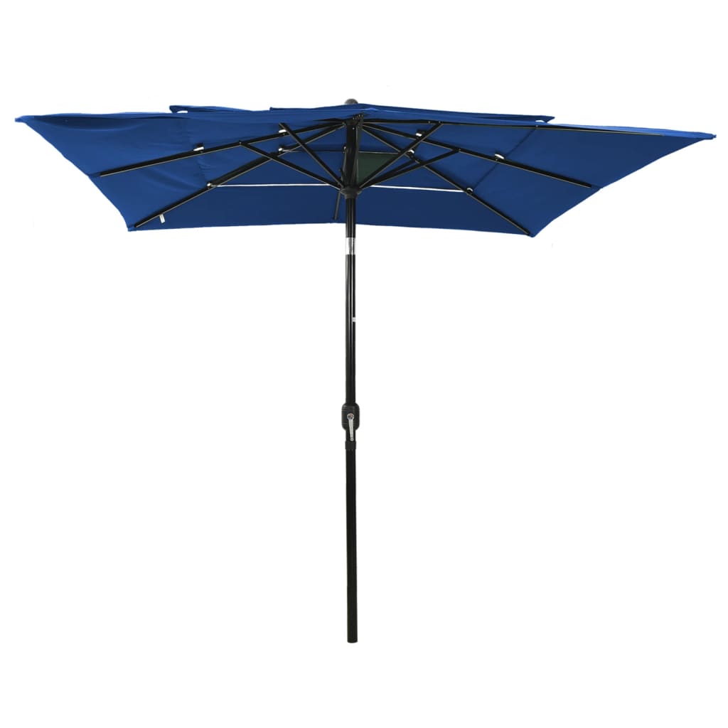 Parasol 3-laags met aluminium paal 2,5x2,5 m azuurblauw