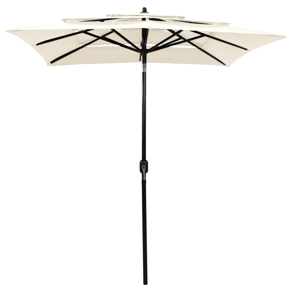 Parasol 3-laags met aluminium paal 2x2 m zandkleurig