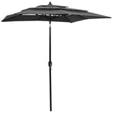 Parasol 3-laags met aluminium paal 2x2 m antracietkleurig