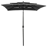 Parasol 3-laags met aluminium paal 2x2 m antracietkleurig