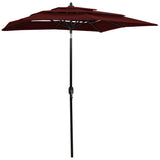 Parasol 3-laags met aluminium paal 2x2 m bordeauxrood