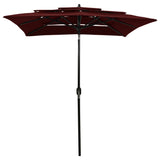 Parasol 3-laags met aluminium paal 2x2 m bordeauxrood