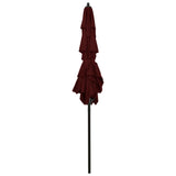 Parasol 3-laags met aluminium paal 2x2 m bordeauxrood