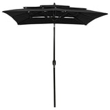 Parasol 3-laags met aluminium paal 2x2 m zwart